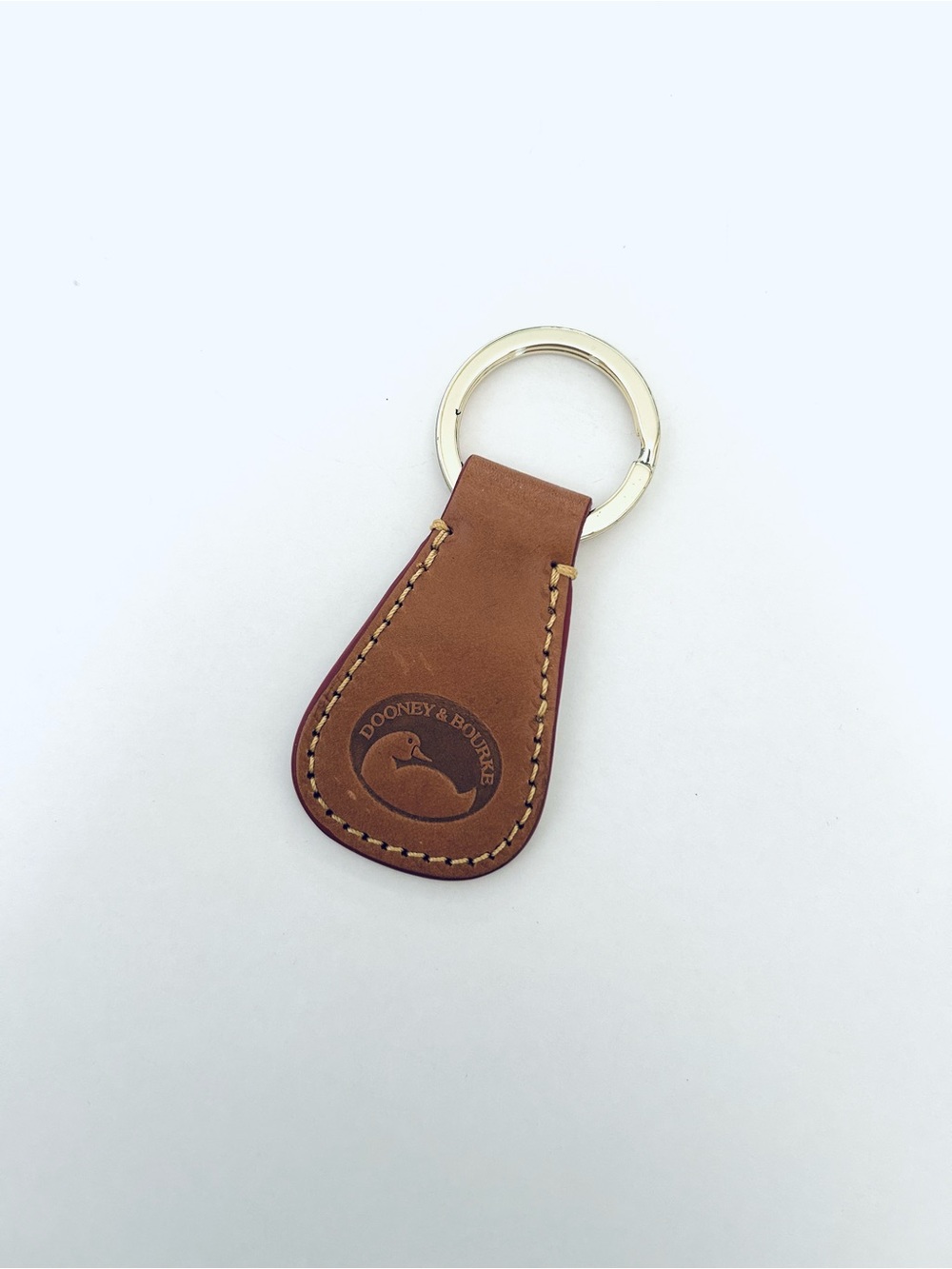 Dooney & Bourke Tan Leather Key Fob with Gold Ring - Picture 3 of 4